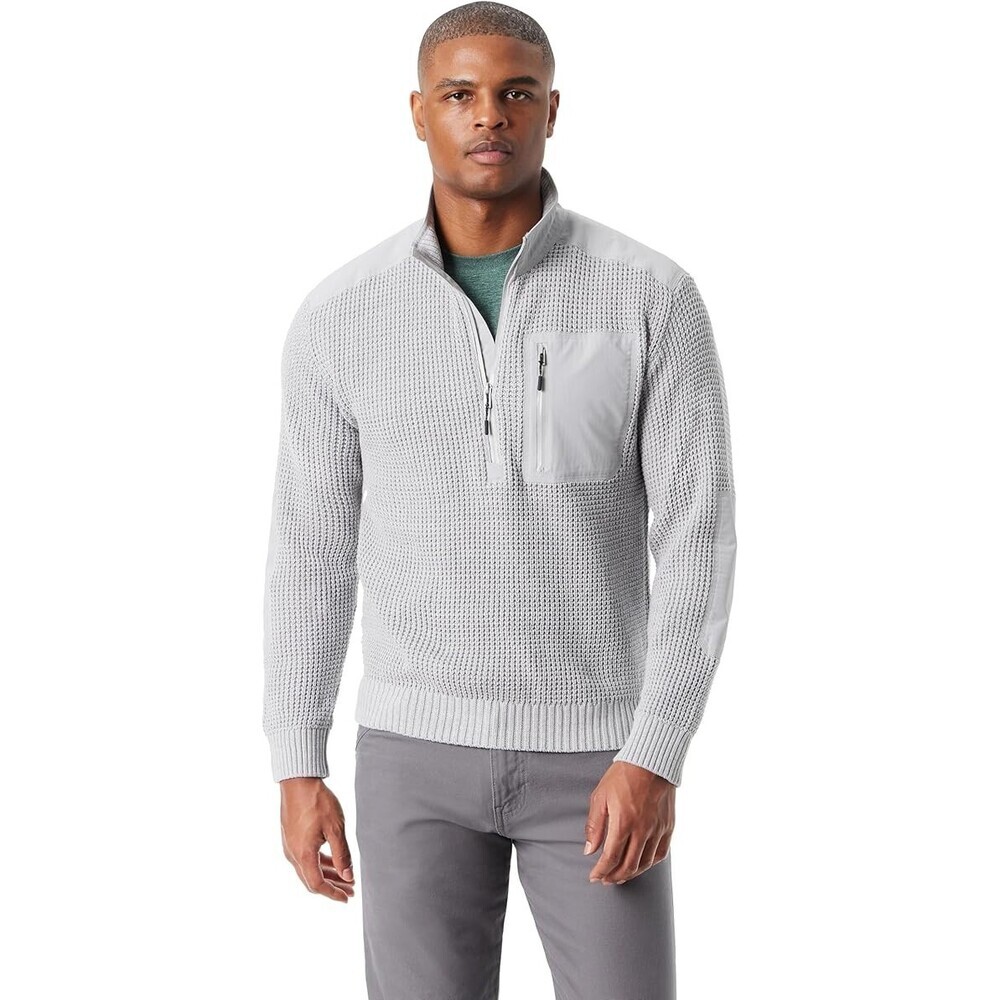 Bass Outdoor Sweater Men's S Glacier Gray Mock Neck Quarter-Zip Pullover MAC161